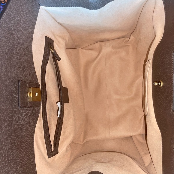 Gucci Brown Leather Crystal Butterfly Linea Totem Large Top Handle Bag - Picture 6 of 8